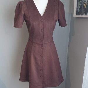 🆕️ Draper James Button-Up Mini Dress in Deep Brown NWOT Size XS
